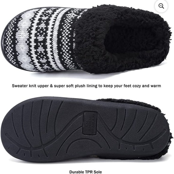 New Cuddle Duds Homgreen Women's Memory Foam House Slippers Sweater Knit Embroid - Picture 2 of 9